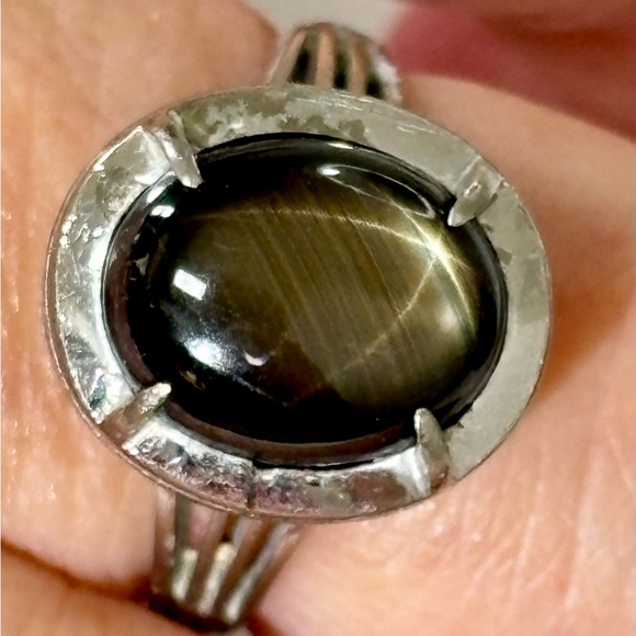 Vintage Platinum Genuine Black Star Sapphire Ring - Picture 9 of 13